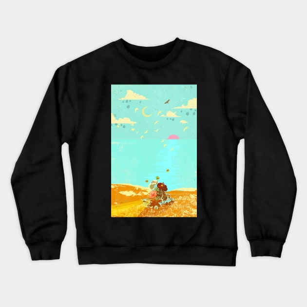 COASTAL FLORAL Crewneck Sweatshirt by Showdeer